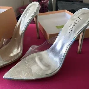 Simmi London Shoes Silver Iridescent Snake Clear Heels Poshmark